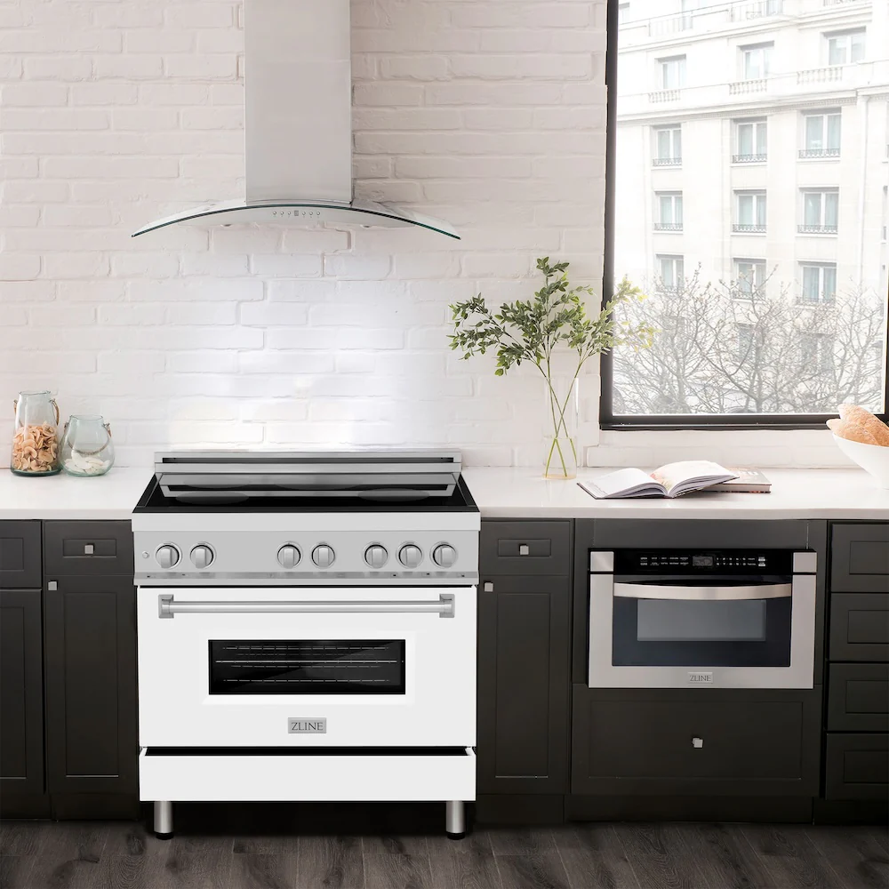 ZLINE 36 in. 4.6 cu. ft. Legacy Induction Range with 5 Element Cooktop and Electric Oven in Stainless Steel and White Matte Door, Open Box-Great Condition - Image 3