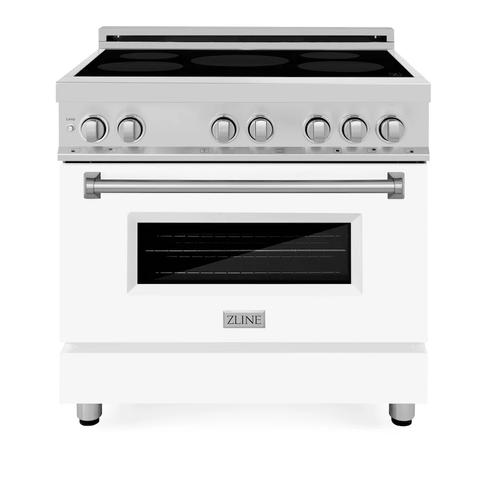 ZLINE 36 in. 4.6 cu. ft. Legacy Induction Range with 5 Element Cooktop and Electric Oven in Stainless Steel and White Matte Door, Open Box-Great Condition - Image 4