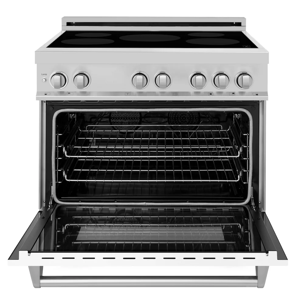 ZLINE 36 in. 4.6 cu. ft. Legacy Induction Range with 5 Element Cooktop and Electric Oven in Stainless Steel and White Matte Door, Open Box-Great Condition - Image 5