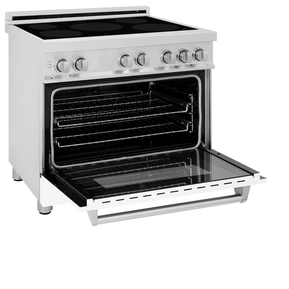 ZLINE 36 in. 4.6 cu. ft. Legacy Induction Range with 5 Element Cooktop and Electric Oven in Stainless Steel and White Matte Door, Open Box-Great Condition - Image 7