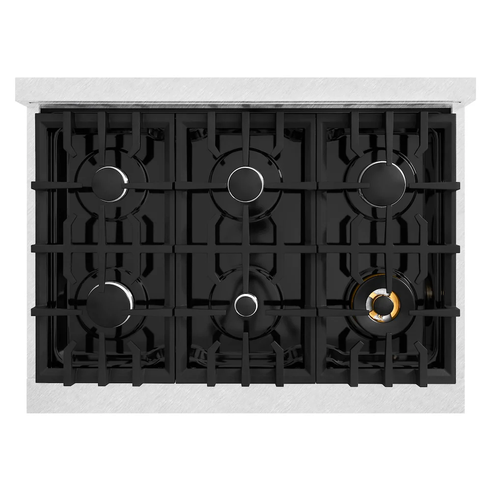 ZLINE 36 in. 5.2 cu. ft. Classic Dual Fuel Range with 6 Burner Gas Cooktop and Electric Convection Oven in Satin Stainless Steel, Open Box-Great Condition - Image 2