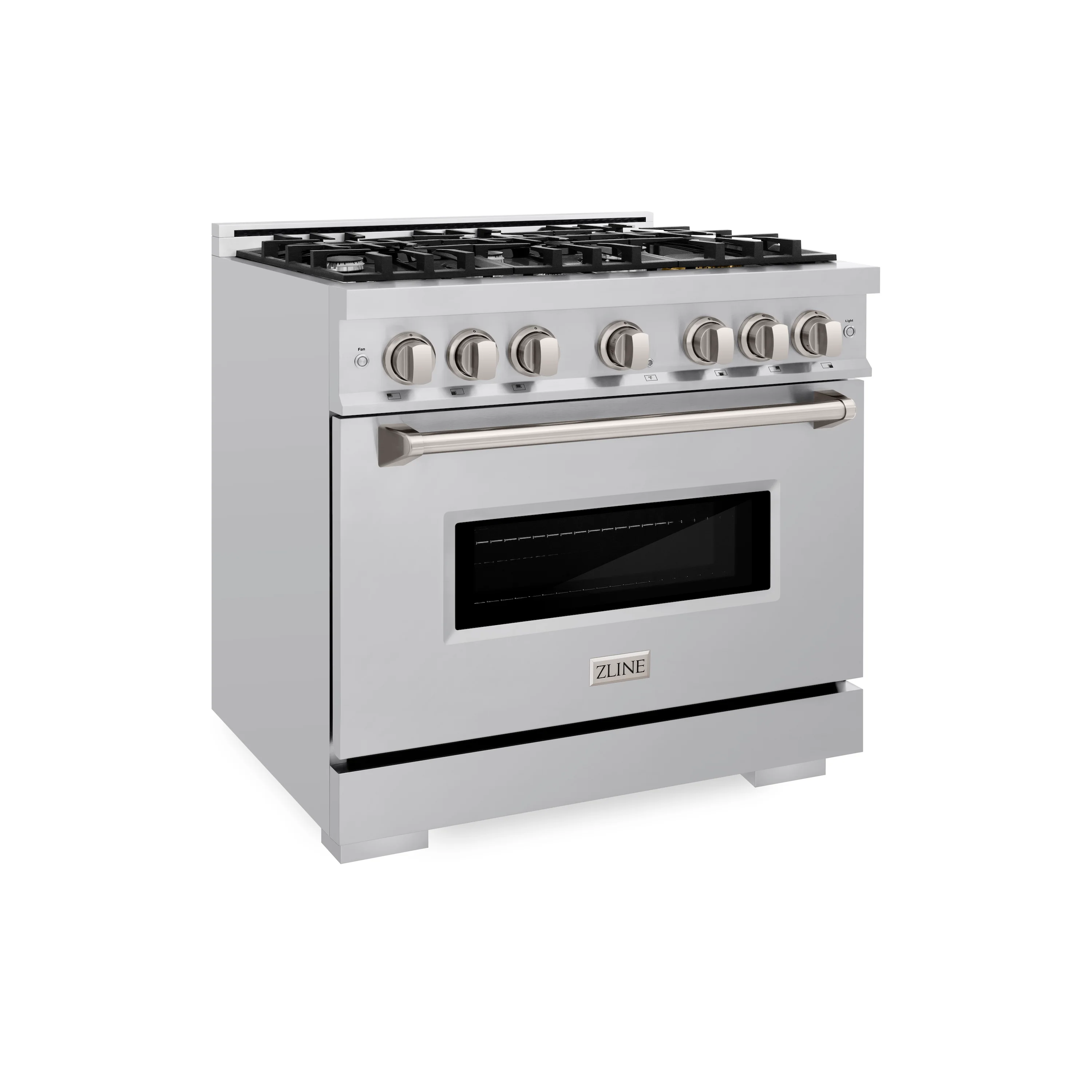 ZLINE 36 in. 5.2 cu. ft. Classic Dual Fuel Range with 6 Burner Gas Cooktop and Electric Convection Oven in Stainless Steel, Open Box-Great Condition