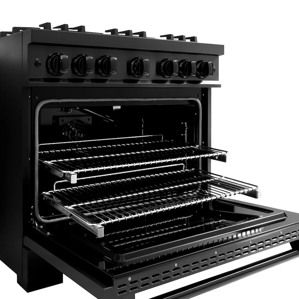 ZLINE 36 in. 5.2 cu. ft. Classic Gas Range with 6 Burner Cooktop and Convection Gas Oven in Black Stainless Steel, Open Box-Great Condition - Image 12