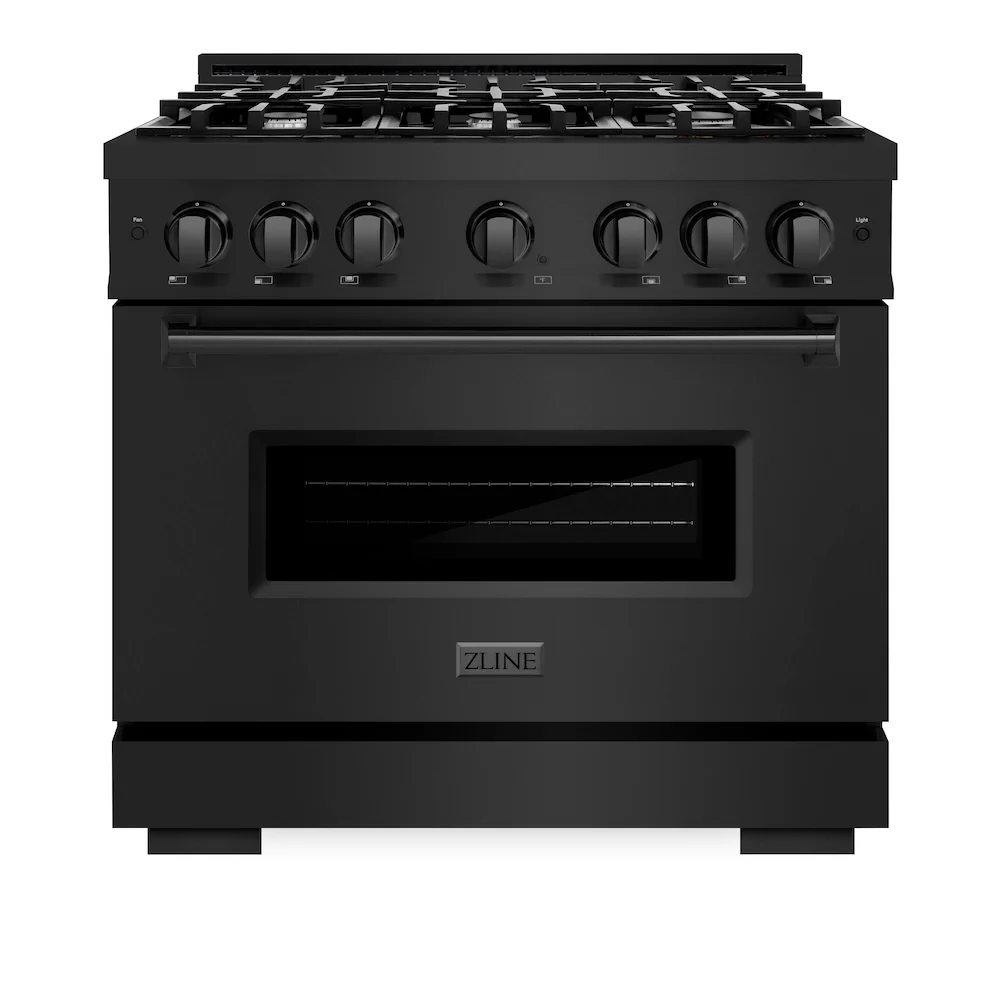 ZLINE 36 in. 5.2 cu. ft. Classic Gas Range with 6 Burner Cooktop and Convection Gas Oven in Black Stainless Steel, Open Box-Great Condition - Image 4