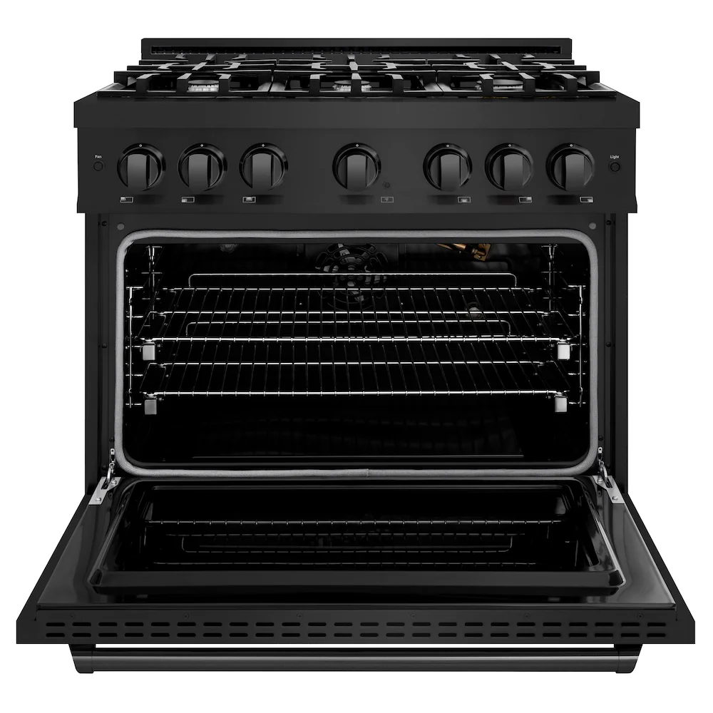 ZLINE 36 in. 5.2 cu. ft. Classic Gas Range with 6 Burner Cooktop and Convection Gas Oven in Black Stainless Steel, Open Box-Great Condition - Image 5