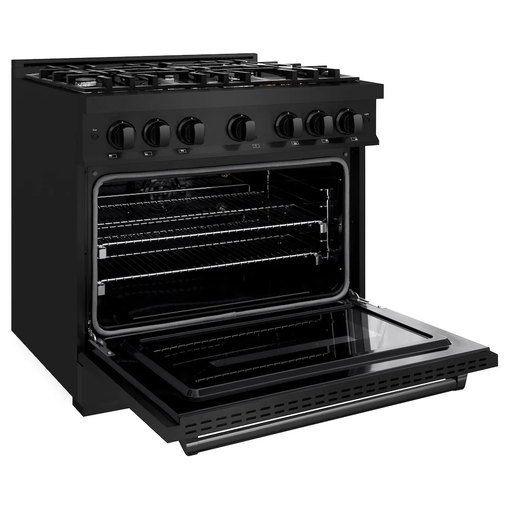 ZLINE 36 in. 5.2 cu. ft. Classic Gas Range with 6 Burner Cooktop and Convection Gas Oven in Black Stainless Steel, Open Box-Great Condition - Image 7