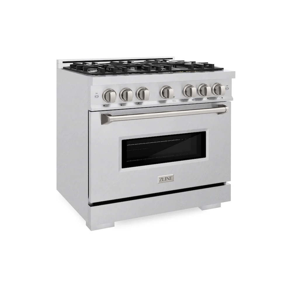 ZLINE 36 in. 5.2 cu. ft. Classic Gas Range with 6 Burner Cooktop and Convection Gas Oven in Satin Stainless Steel, Open Box-Great Condition