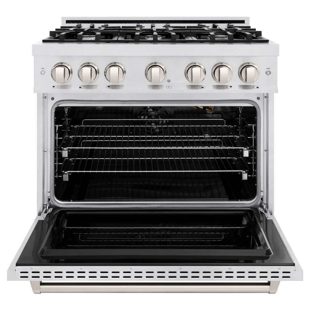 ZLINE 36 in. 5.2 cu. ft. Classic Gas Range with 6 Burner Cooktop and Convection Gas Oven in Satin Stainless Steel, Open Box-Great Condition - Image 5