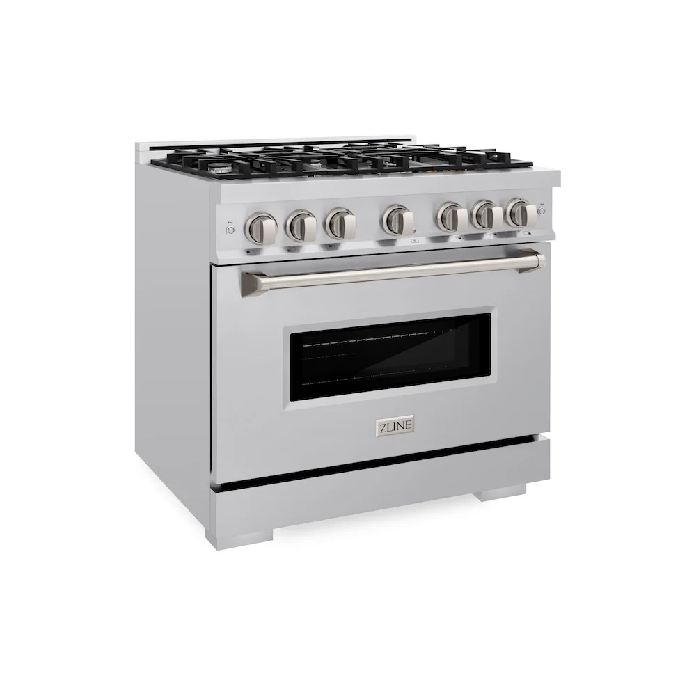ZLINE 36 in. 5.2 cu. ft. Classic Gas Range with 6 Burner Cooktop and Convection Gas Oven in Stainless Steel, Open Box-Great Condition
