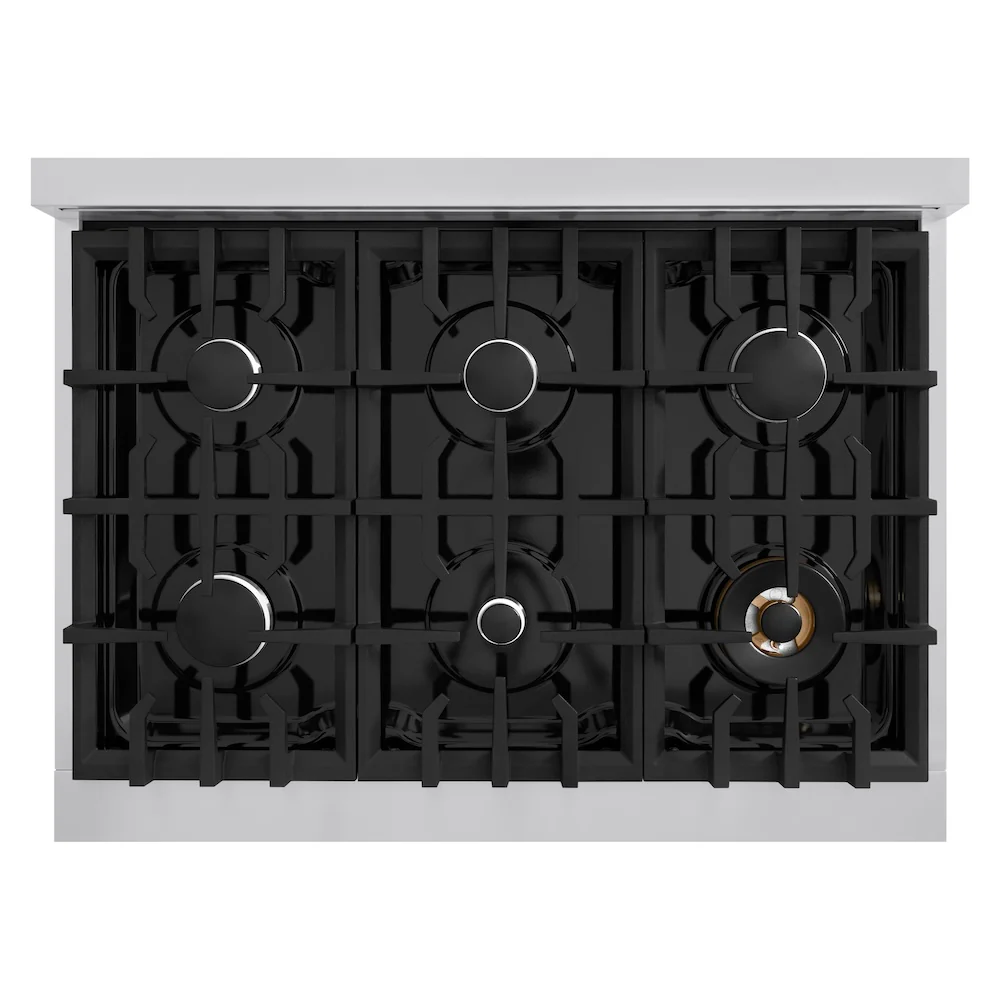 ZLINE 36 in. 5.2 cu. ft. Classic Gas Range with 6 Burner Cooktop and Convection Gas Oven in Stainless Steel, Open Box-Great Condition - Image 2
