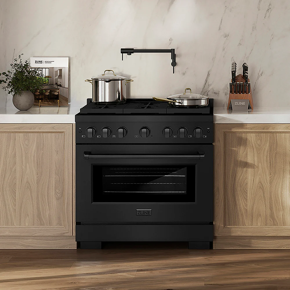 ZLINE 36 in. 5.2 cu. ft. Paramount Dual Fuel Range with 6 Burner DuoPro™ Cooktop and Electric Convection Oven in Black Stainless Steel, Open Box-Great Condition - Image 3