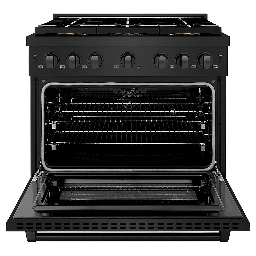 ZLINE 36 in. 5.2 cu. ft. Paramount Dual Fuel Range with 6 Burner DuoPro™ Cooktop and Electric Convection Oven in Black Stainless Steel, Open Box-Great Condition - Image 5
