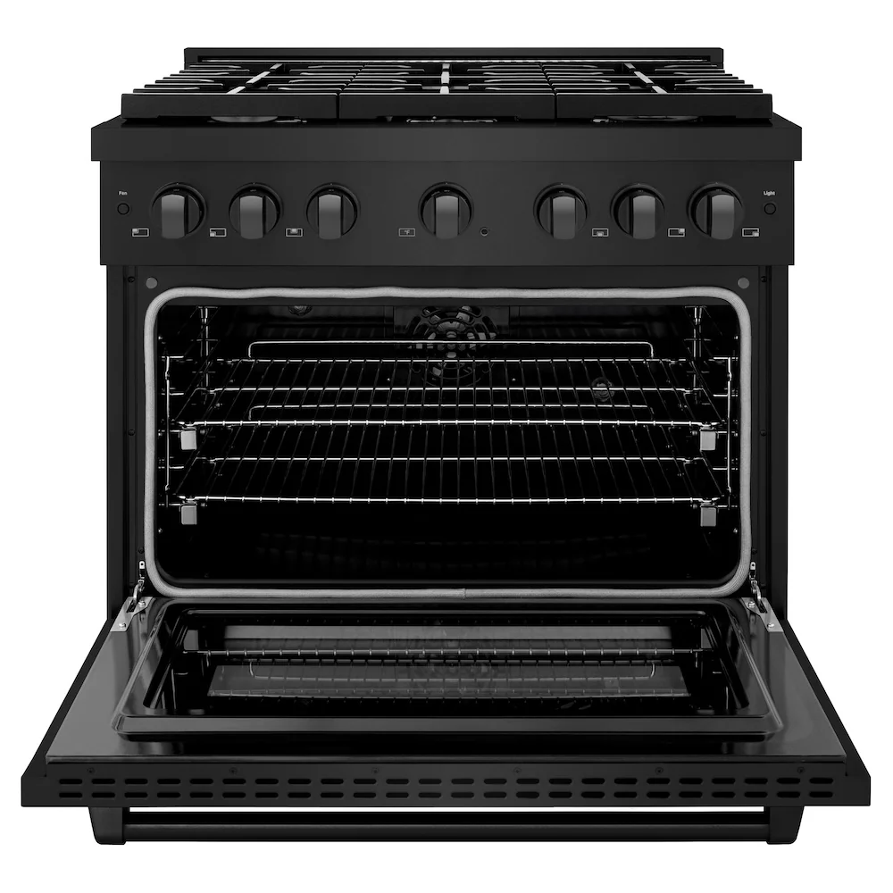 ZLINE 36 in. 5.2 cu. ft. Paramount Dual Fuel Range with 6 Burner Gas Cooktop and Electric Convection Oven in Black Stainless Steel, Open Box-Great Condition - Image 4