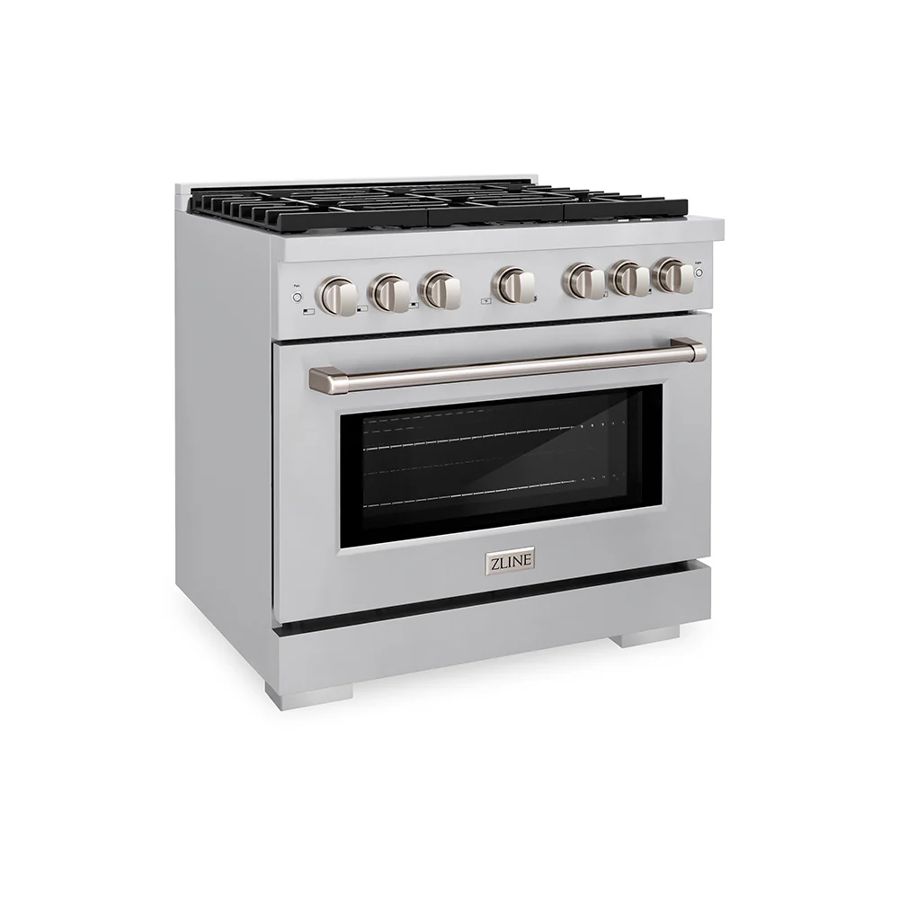 ZLINE 36 in. 5.2 cu. ft. Paramount Gas Range with 6 Burner Cooktop and Convection Gas Oven in Stainless Steel, Open Box-Great Condition