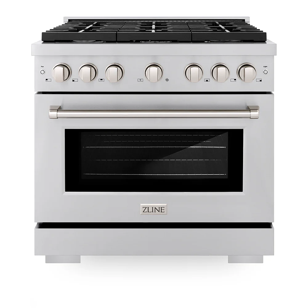 ZLINE 36 in. 5.2 cu. ft. Paramount Gas Range with 6 Burner Cooktop and Convection Gas Oven in Stainless Steel, Open Box-Great Condition - Image 3