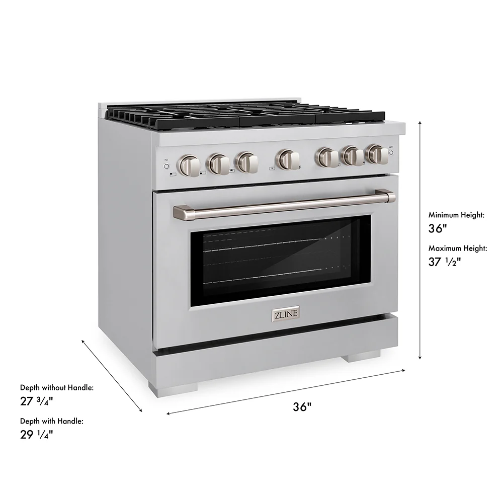 ZLINE 36 in. 5.2 cu. ft. Paramount Gas Range with 6 Burner Cooktop and Convection Gas Oven in Stainless Steel, Open Box-Good Condition - Image 24