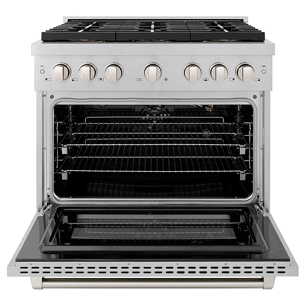 ZLINE 36 in. 5.2 cu. ft. Paramount Gas Range with 6 Burner DuoPro™ Cooktop and Convection Gas Oven in Satin Stainless Steel, Open Box-Great Condition - Image 5
