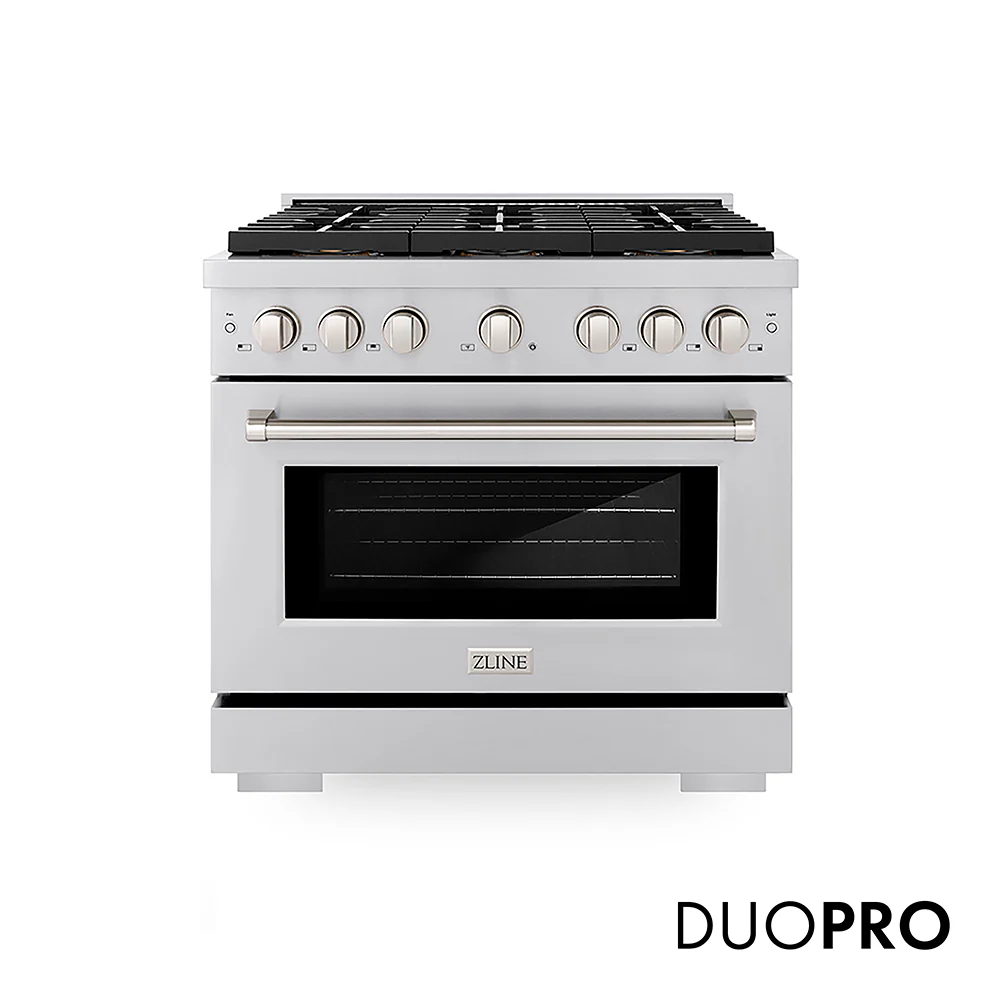 ZLINE 36 in. 5.2 cu. ft. Paramount Gas Range with 6 Burner DuoPro™ Cooktop and Convection Gas Oven in Stainless Steel, Open Box-Great Condition