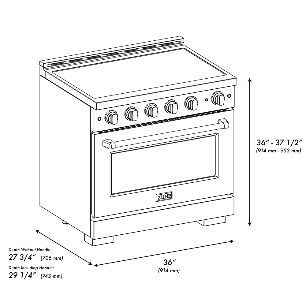 ZLINE 36 in. 5.2 cu. ft. Paramount Induction Range with 5 Element Cooktop and Electric Convection Oven in Black Stainless Steel, Open Box-Great Condition - Image 9