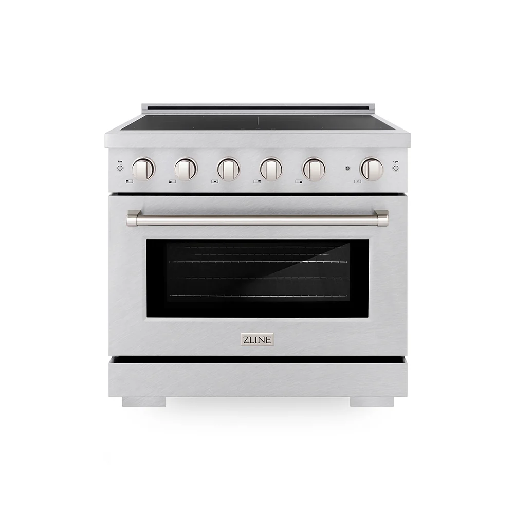 ZLINE 36 in. 5.2 cu. ft. Paramount Induction Range with 5 Element Cooktop and Electric Convection Oven in Satin Stainless Steel, Open Box-Great Condition