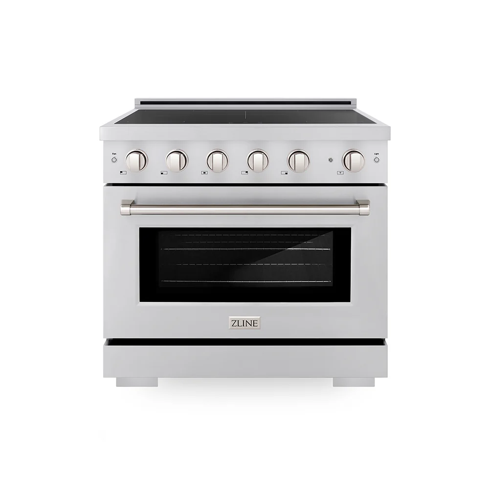 ZLINE 36 in. 5.2 cu. ft. Paramount Induction Range with 5 Element Cooktop and Electric Convection Oven in Stainless Steel, Open Box-Great Condition