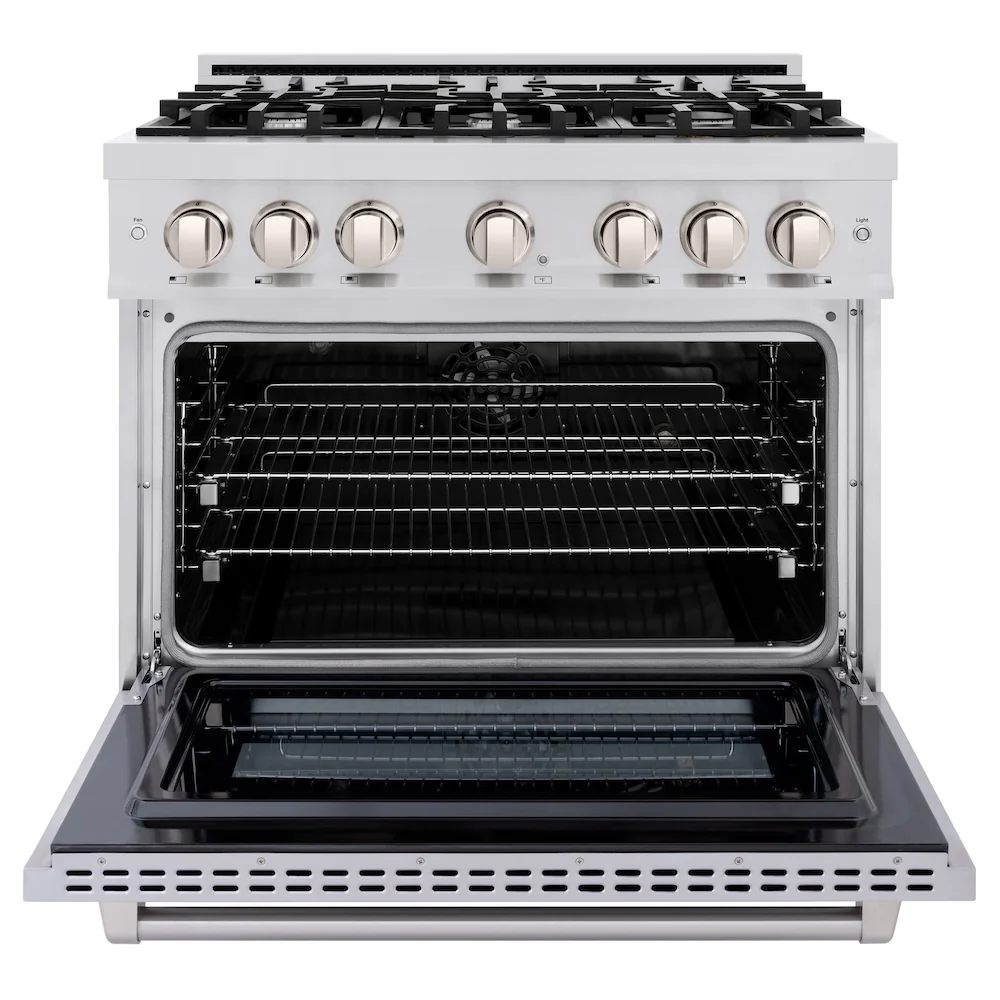 ZLINE 36 in. 5.2 cu. ft. Select Dual Fuel Range with 6 Burner Gas Cooktop and Electric Convection Oven in Stainless Steel, Open Box-Great Condition - Image 6