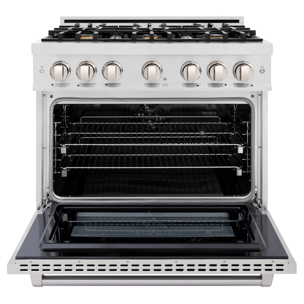 ZLINE 36 in. 5.2 cu. ft. Select Dual Fuel Range with Gas Cooktop and Electric Convection Oven in Satin Stainless Steel with 6 Brass Burners, Open Box-Great Condition - Image 5