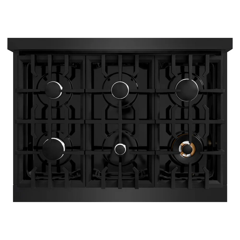 ZLINE 36 in. 5.2 cu. ft. Select Gas Range with 6 Burner Cooktop and Convection Gas Oven in Black Stainless Steel, Open Box-Great Condition - Image 2