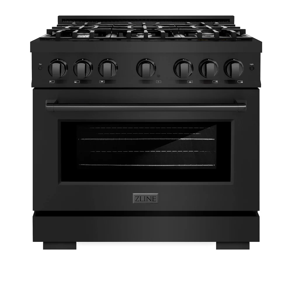 ZLINE 36 in. 5.2 cu. ft. Select Gas Range with 6 Burner Cooktop and Convection Gas Oven in Black Stainless Steel, Open Box-Great Condition - Image 4