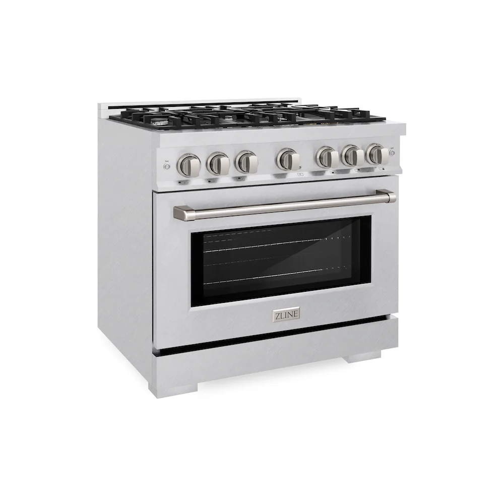 ZLINE 36 in. 5.2 cu. ft. Select Gas Range with 6 Burner Cooktop and Convection Gas Oven in Satin Stainless Steel, Open Box-Great Condition