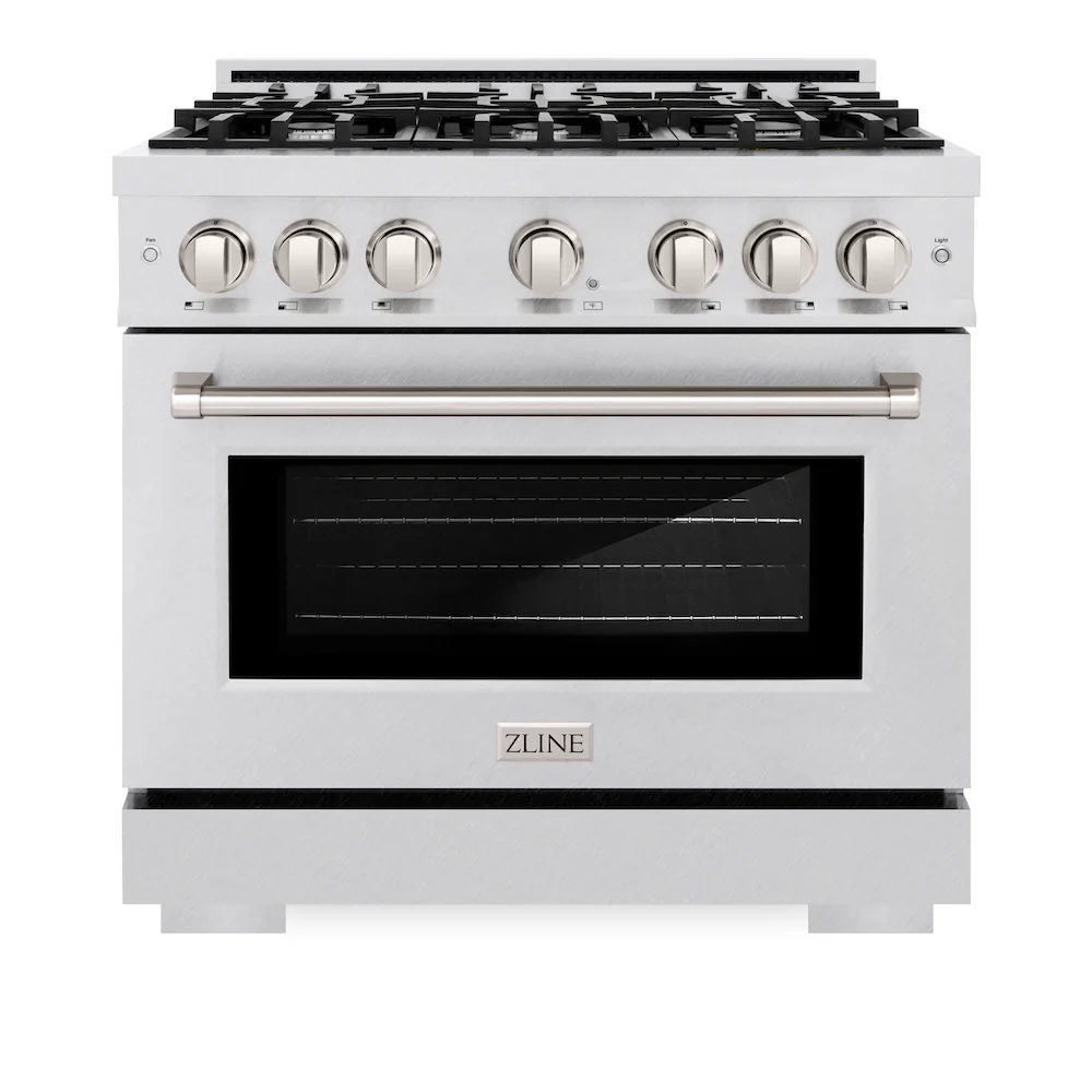 ZLINE 36 in. 5.2 cu. ft. Select Gas Range with 6 Burner Cooktop and Convection Gas Oven in Satin Stainless Steel, Open Box-Great Condition - Image 4