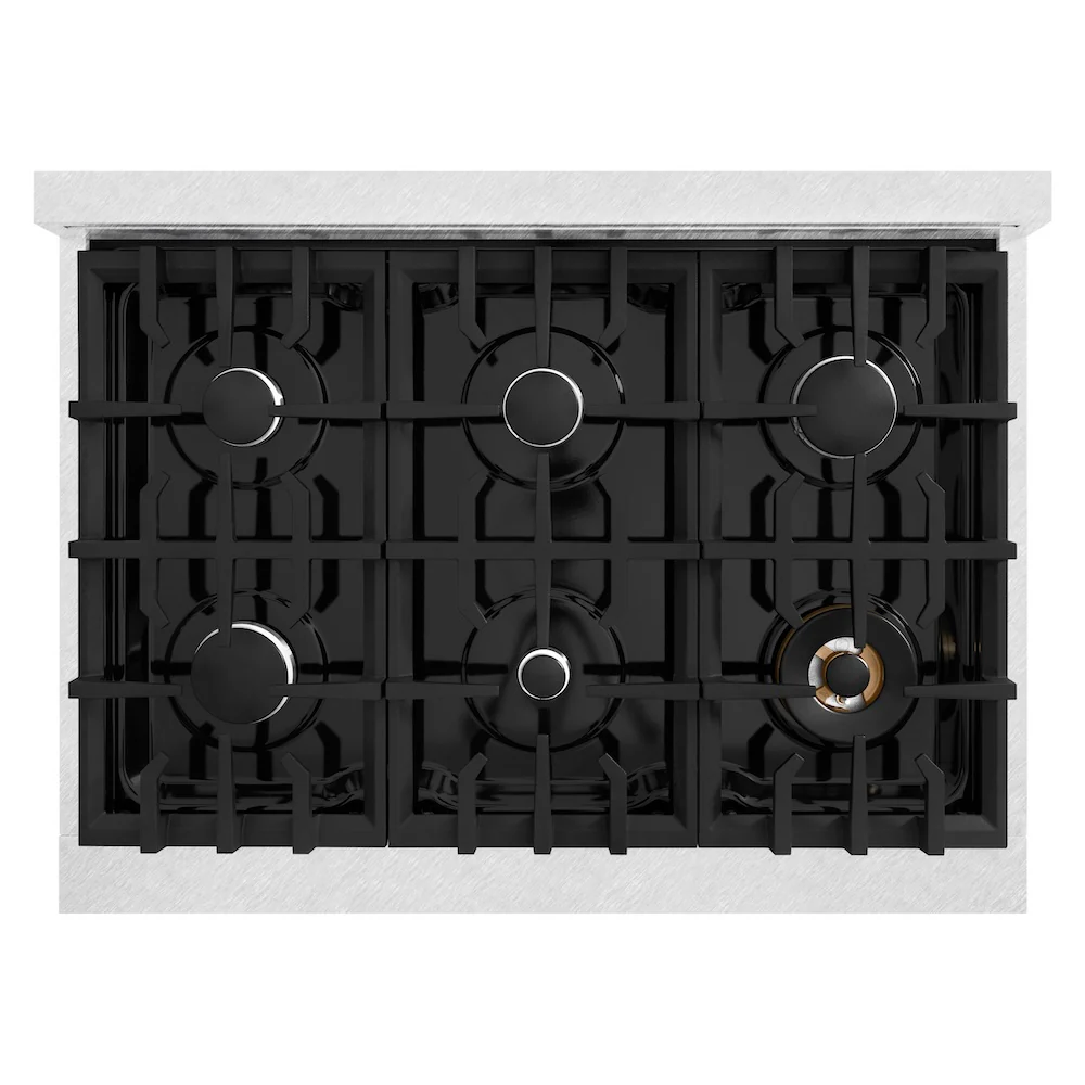 ZLINE 36 in. 5.2 cu. ft. Select Gas Range with 6 Burner Cooktop and Convection Gas Oven in Satin Stainless Steel with White Matte Door, Open Box-Great Condition - Image 2