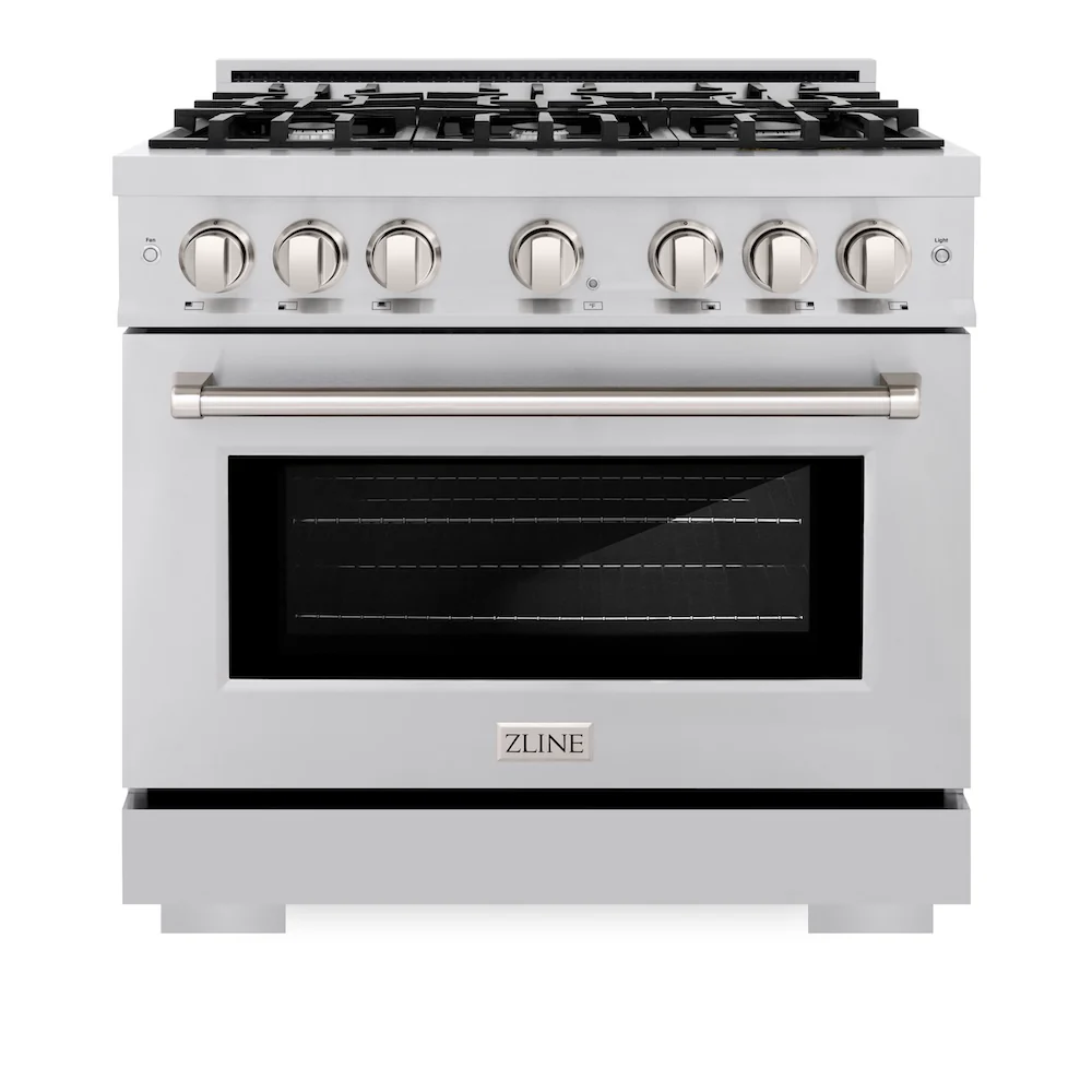 ZLINE 36 in. 5.2 cu. ft. Select Gas Range with 6 Burner Cooktop and Convection Gas Oven in Stainless Steel, Open Box-Great Condition - Image 3