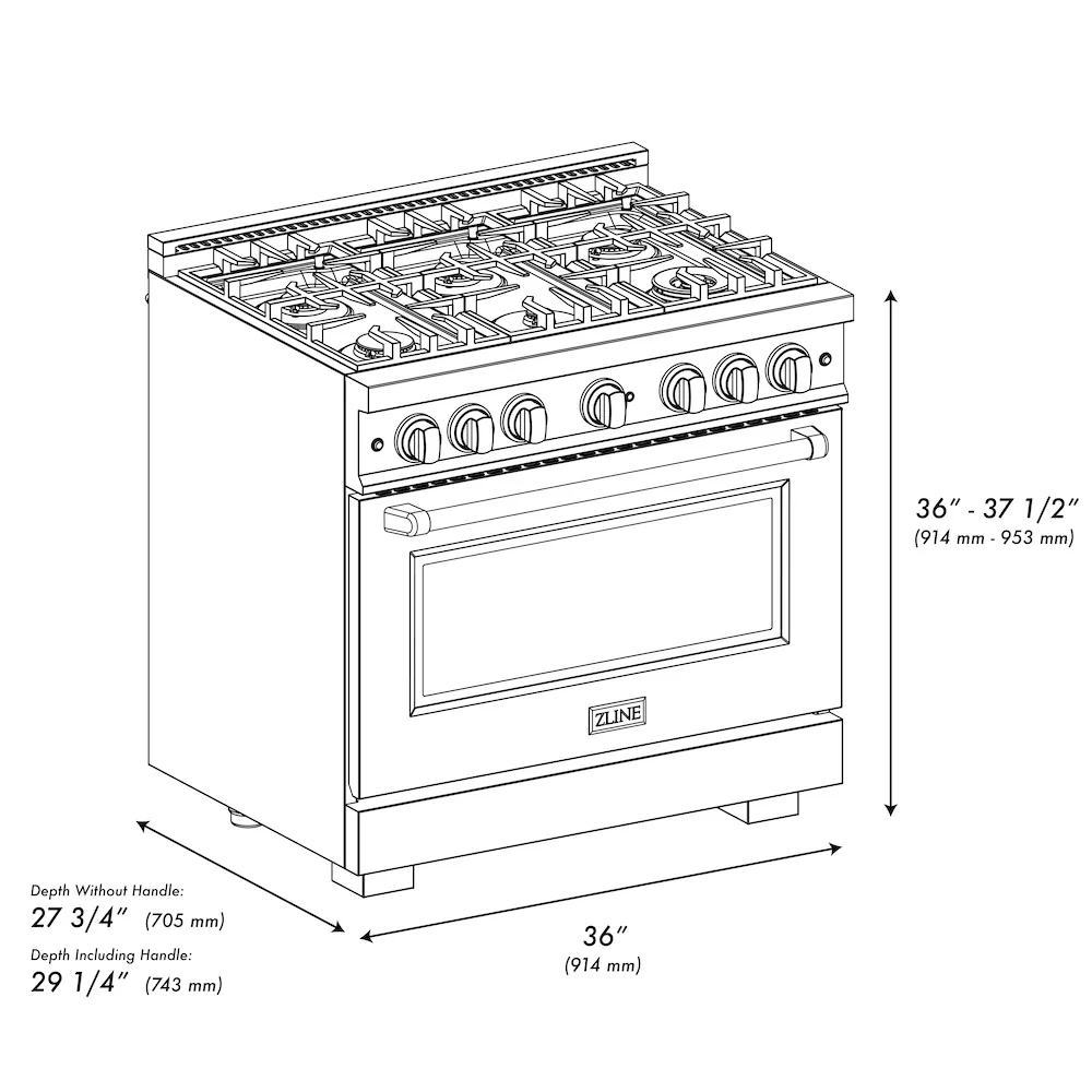 ZLINE 36 in. 5.2 cu. ft. Select Gas Range with 6 Burner Cooktop and Convection Gas Oven in Stainless Steel with White Matte Door, Open Box-Great Condition - Image 12
