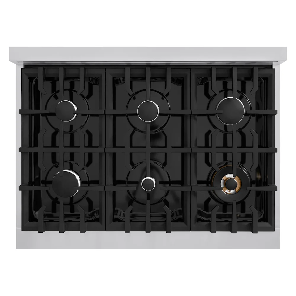 ZLINE 36 in. 5.2 cu. ft. Select Gas Range with 6 Burner Cooktop and Convection Gas Oven in Stainless Steel with White Matte Door, Open Box-Great Condition - Image 2