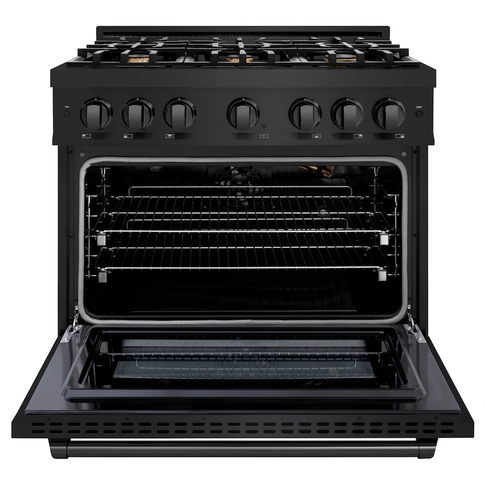 ZLINE 36 in. 5.2 cu. ft. Select Gas Range with Convection Gas Oven in Black Stainless Steel with 6 Brass Burners, Open Box-Great Condition - Image 5