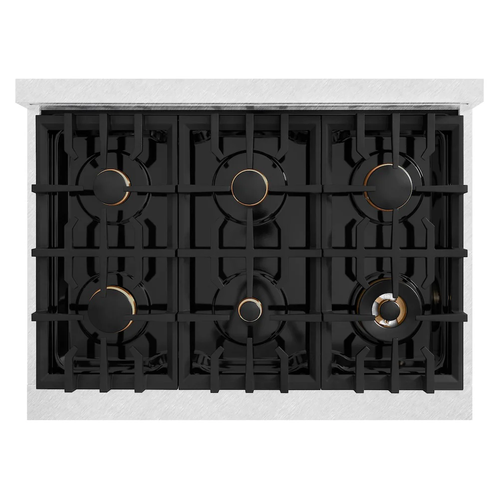 ZLINE 36 in. 5.2 cu. ft. Select Gas Range with Convection Gas Oven in Satin Stainless Steel with 6 Brass Burners, Open Box-Great Condition - Image 2