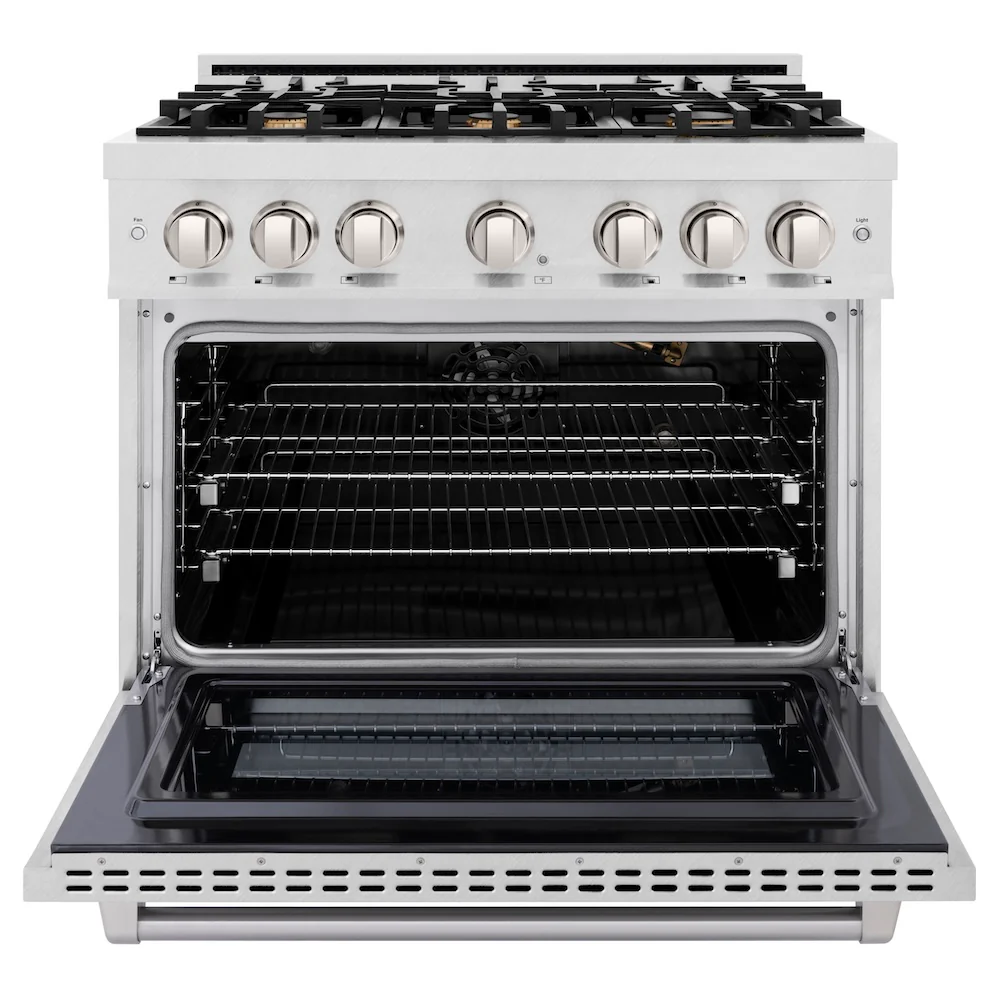 ZLINE 36 in. 5.2 cu. ft. Select Gas Range with Convection Gas Oven in Satin Stainless Steel with 6 Brass Burners, Open Box-Great Condition - Image 5