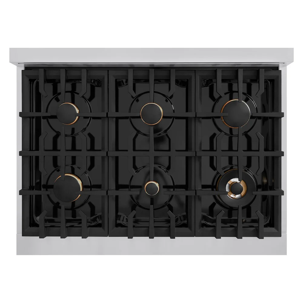 ZLINE 36 in. 5.2 cu. ft. Select Gas Range with Convection Gas Oven in Stainless Steel with 6 Brass Burners, Open Box-Great Condition - Image 2