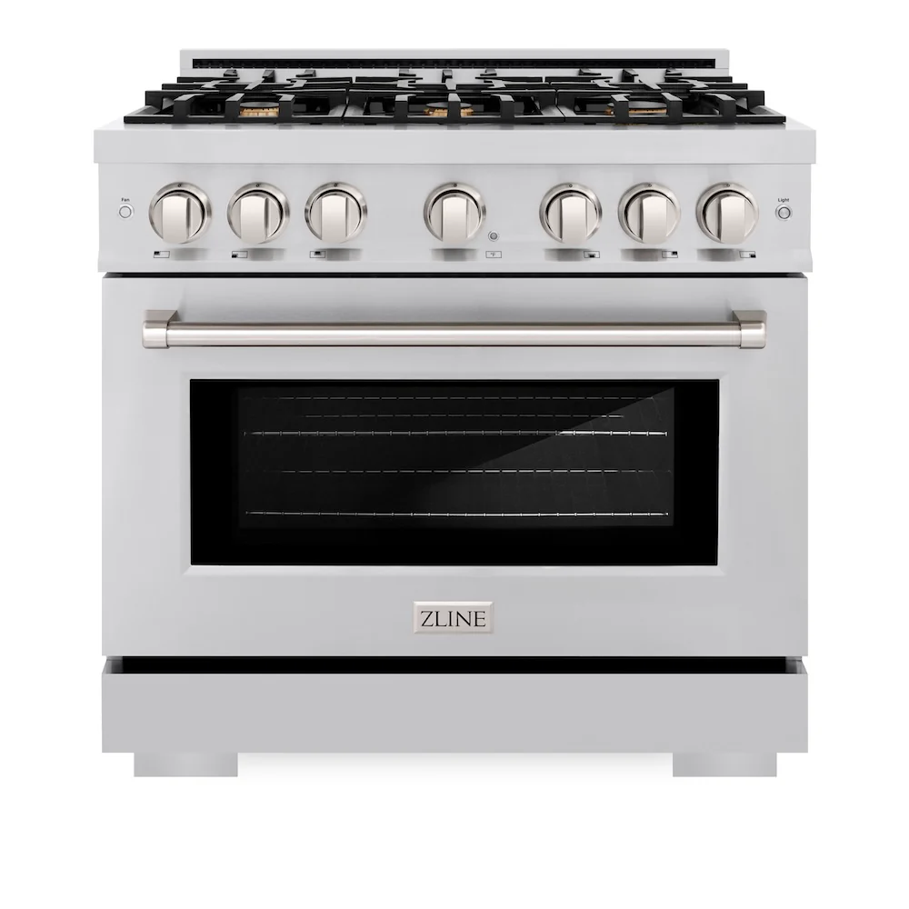 ZLINE 36 in. 5.2 cu. ft. Select Gas Range with Convection Gas Oven in Stainless Steel with 6 Brass Burners, Open Box-Great Condition - Image 4
