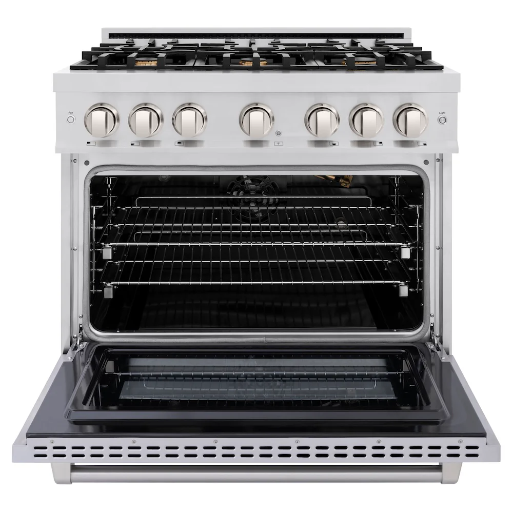 ZLINE 36 in. 5.2 cu. ft. Select Gas Range with Convection Gas Oven in Stainless Steel with 6 Brass Burners, Open Box-Great Condition - Image 5
