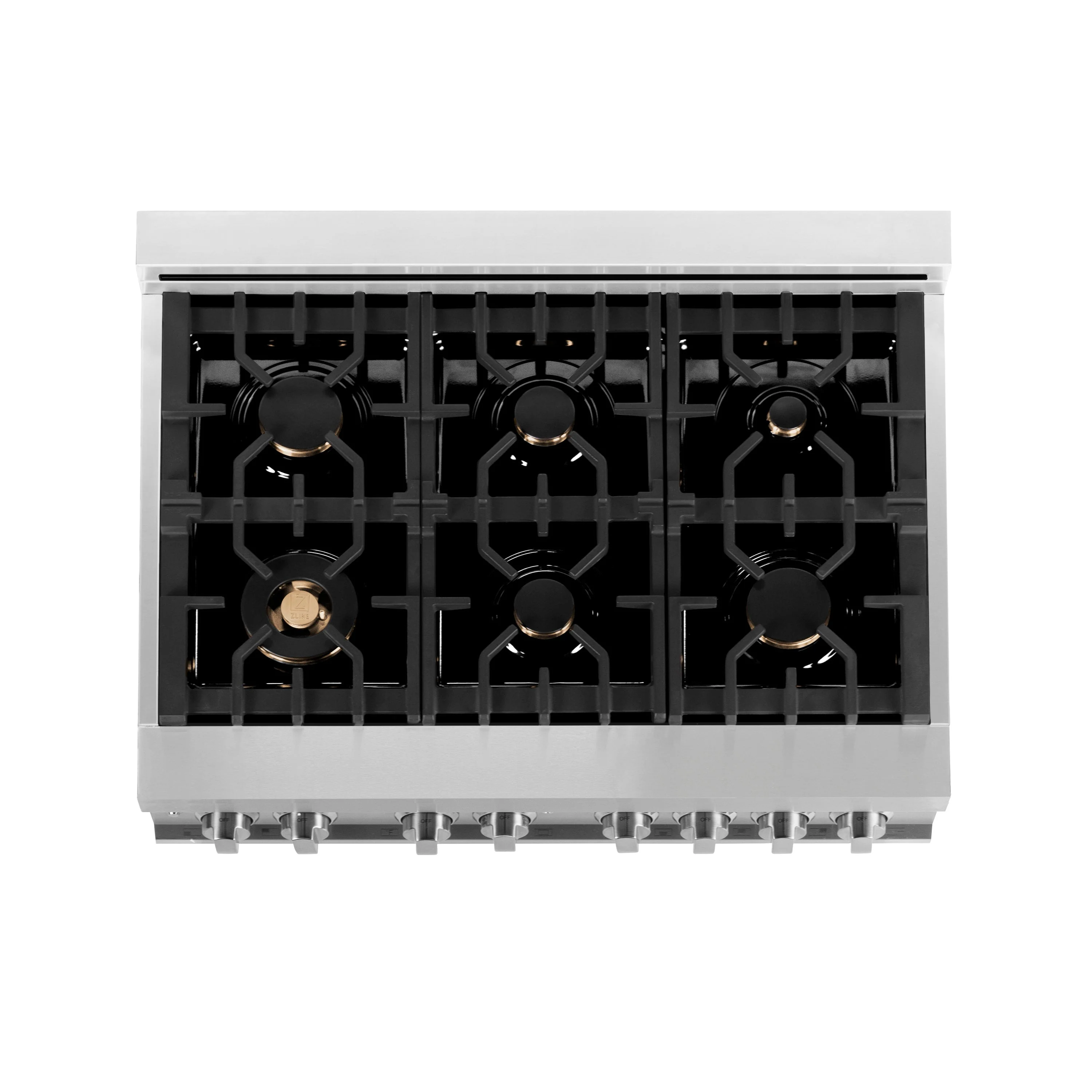 ZLINE 36 in. 4.6 cu. ft. Legacy Dual Fuel Range with Gas Cooktop and Electric Convection Oven in Stainless Steel with 6 Brass Burners and Griddle (RA-BR-GR-36) - Image 6