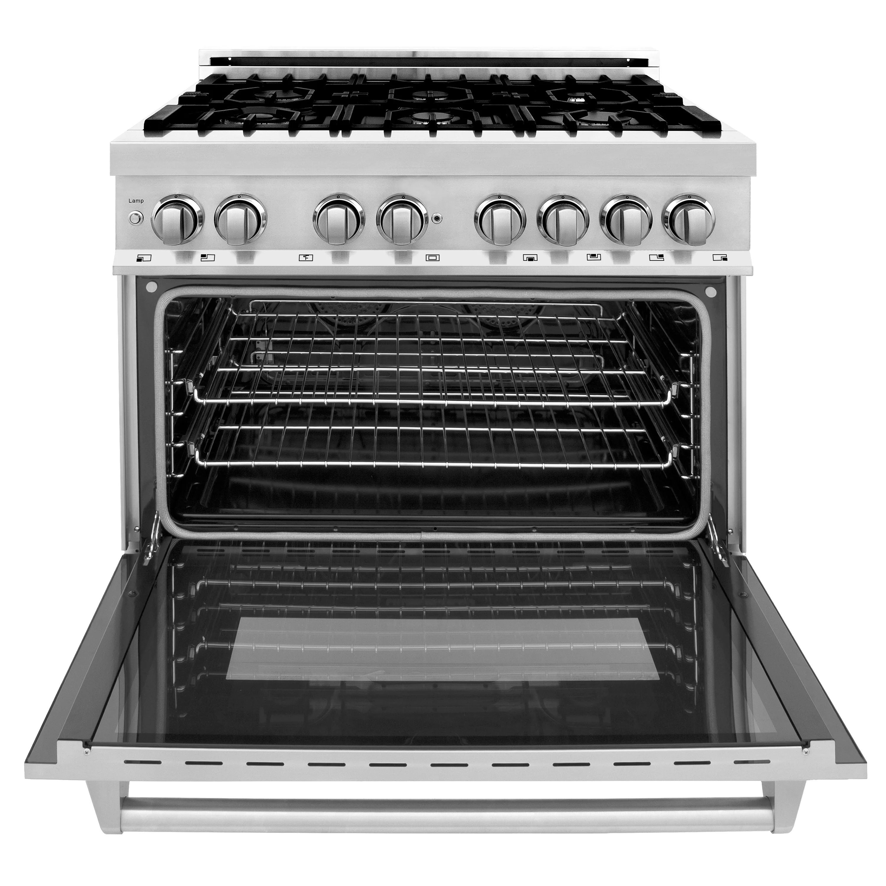 ZLINE 36 in. 4.6 cu. ft. Legacy Dual Fuel Range with 6 Burner Gas Cooktop and Electric Convection Oven in Stainless Steel with Griddle (RA-GR-36) - Image 3
