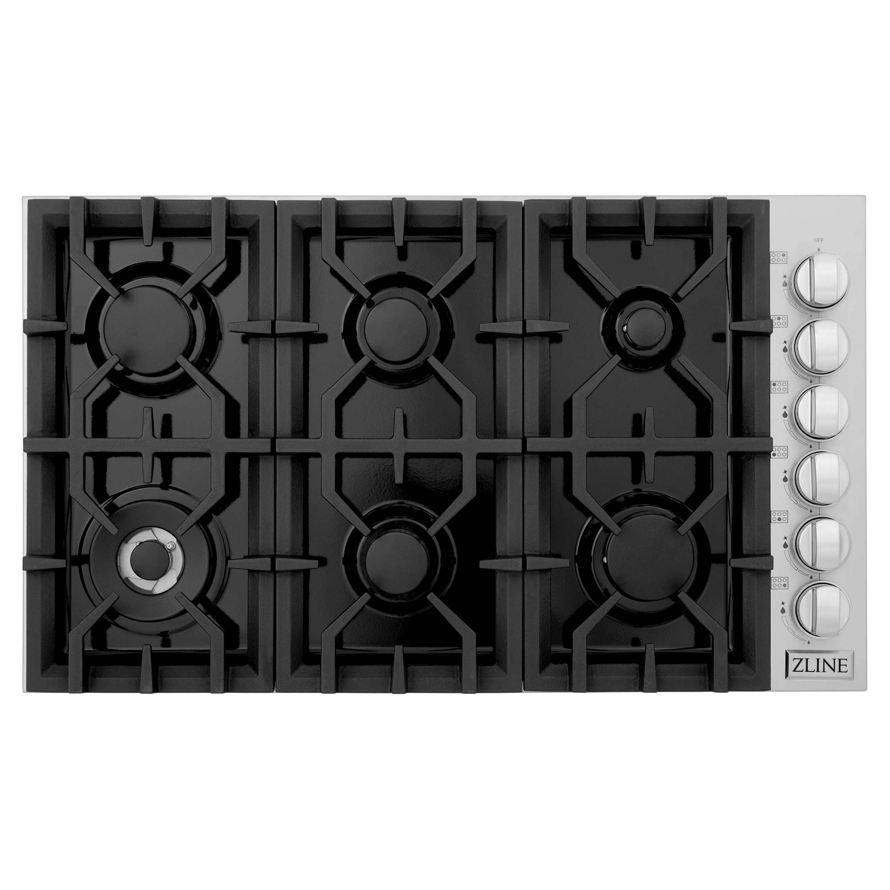 ZLINE 36 in. Gas Cooktop with 6 Burners and Black Porcelain Top, Open Box-Great Condition - Image 4