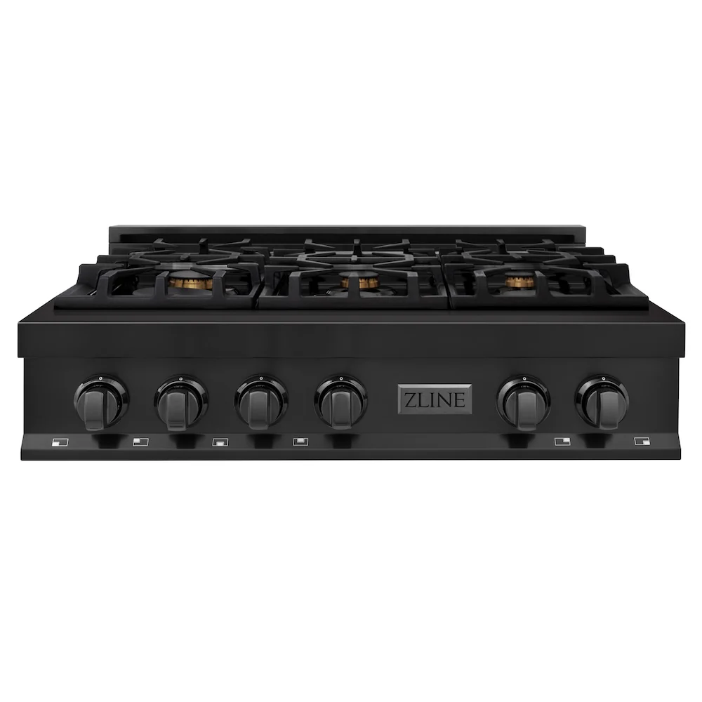 ZLINE 36 in. Legacy Gas Rangetop with 6 Brass Burners and Porcelain Cooktop in Black Stainless Steel, Open Box-Great Condition - Image 5