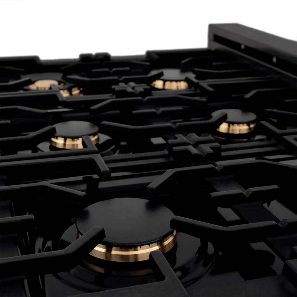 ZLINE 36 in. Legacy Gas Rangetop with 6 Brass Burners and Porcelain Cooktop in Black Stainless Steel, Open Box-Great Condition - Image 8