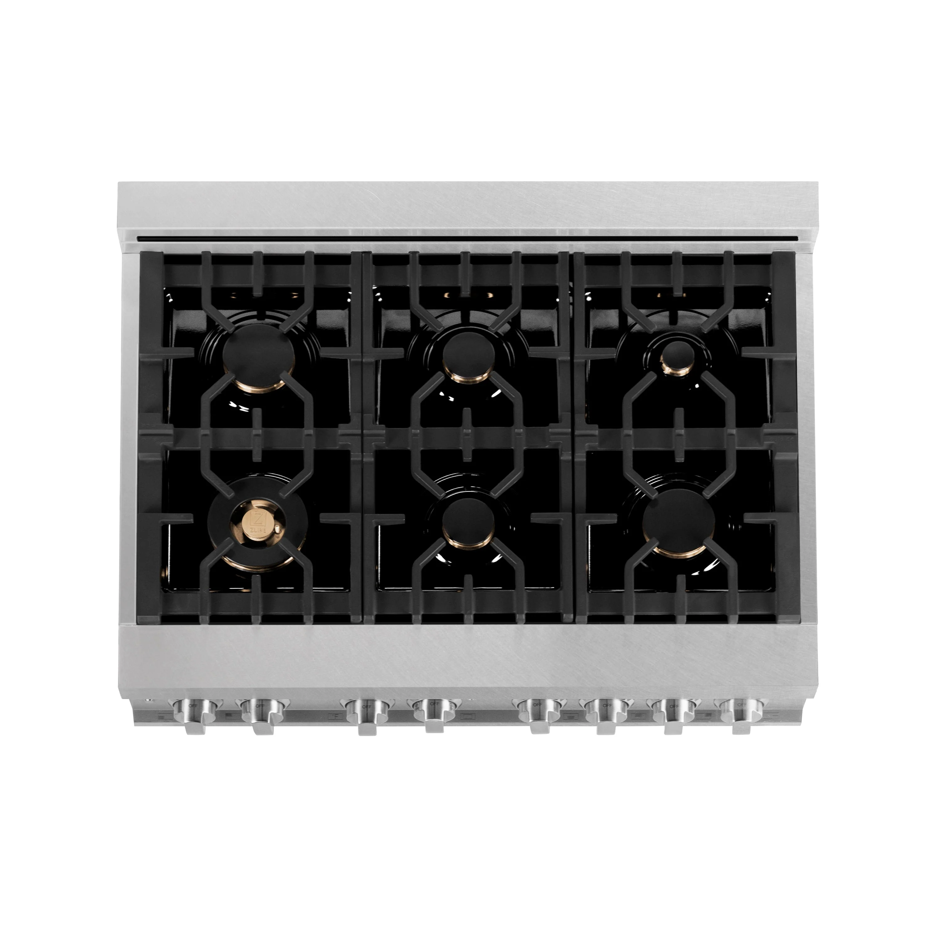 ZLINE 36 in. 4.6 cu. ft. Legacy Dual Fuel Range with Gas Cooktop and Electric Convection Oven in Satin Stainless Steel with 6 Brass Burners and Griddle (RAS-SN-BR-GR-36) - Image 9