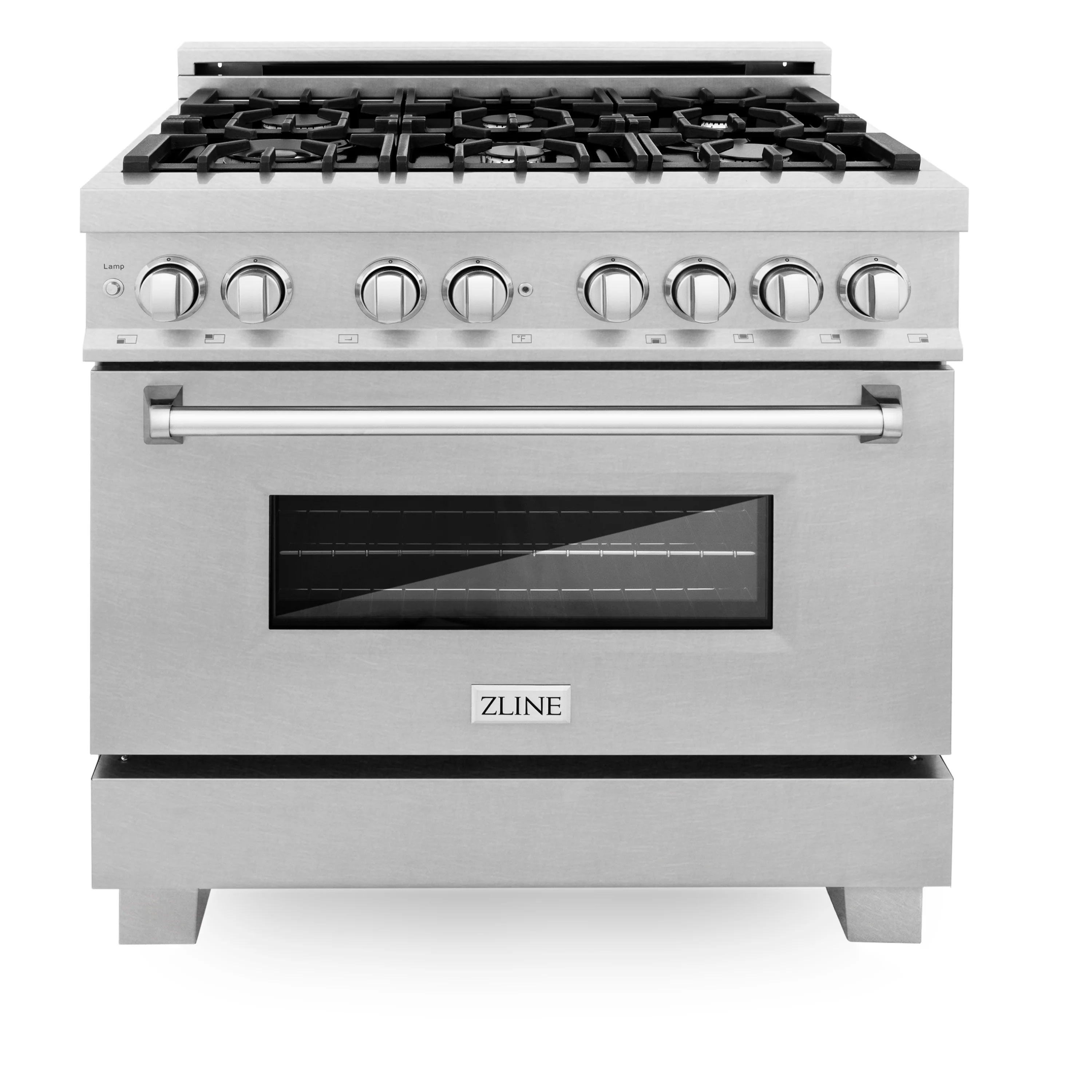 ZLINE 36 in. 4.6 cu. ft. Legacy Dual Fuel Range with 6 Burner Gas Cooktop and Electric Convection Oven in Satin Stainless Steel with Griddle (RAS-SN-GR-36) - Image 2