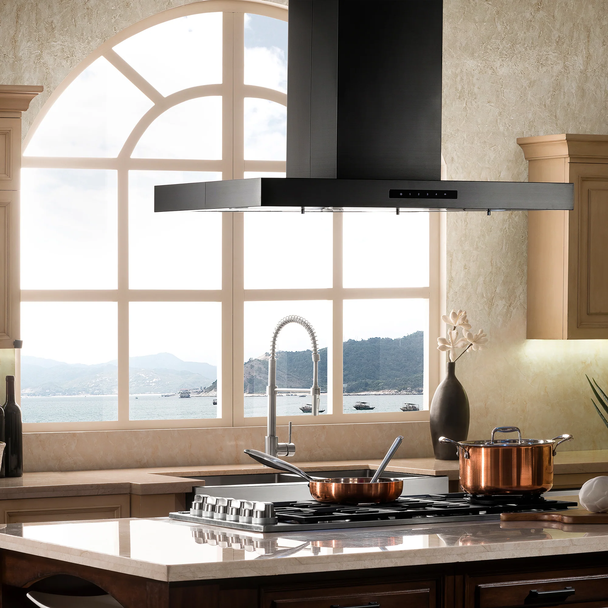 ZLINE 36" Convertible Island Mount Range Hood in Black Stainless Steel (BSKE2iN-36) - Image 2