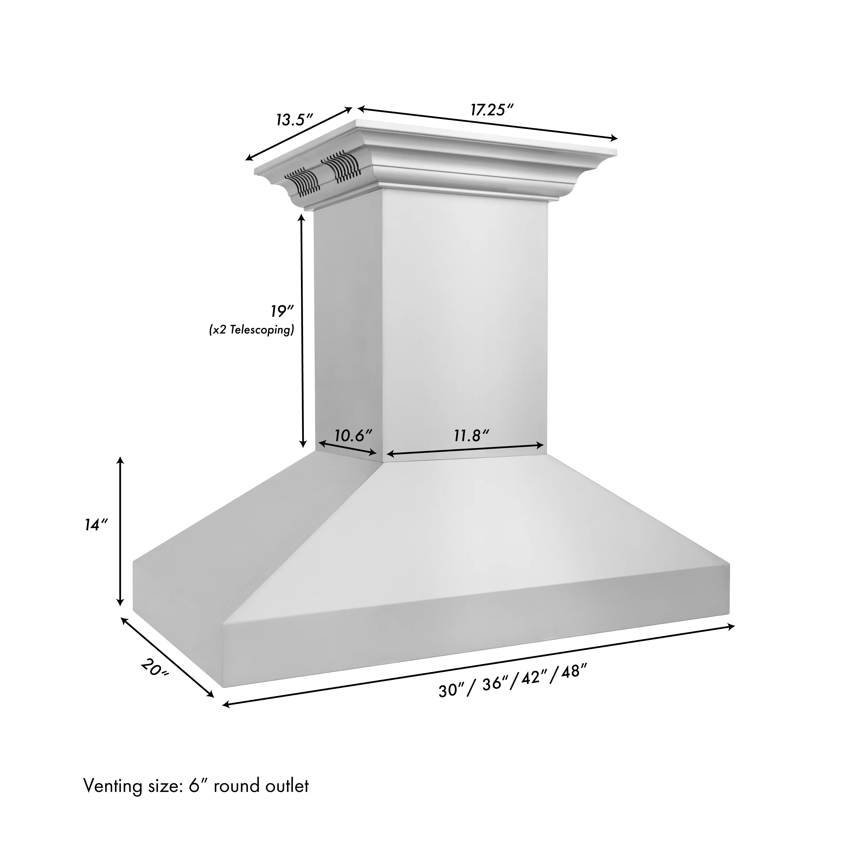 36 in. ZLINE CrownSound™ Ducted Vent Island Mount Range Hood in Stainless Steel with Built-in Bluetooth Speakers (597iCRN-BT-36) - Image 12